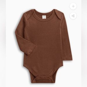 Colored Organics Ribbed Long Sleeve Bodysuit Brown - NB